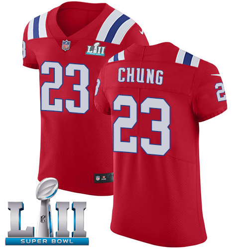 Nike Patriots #23 Patrick Chung Red Alternate Super Bowl LII Men's Stitched NFL Vapor Untouchable Elite Jersey - Click Image to Close